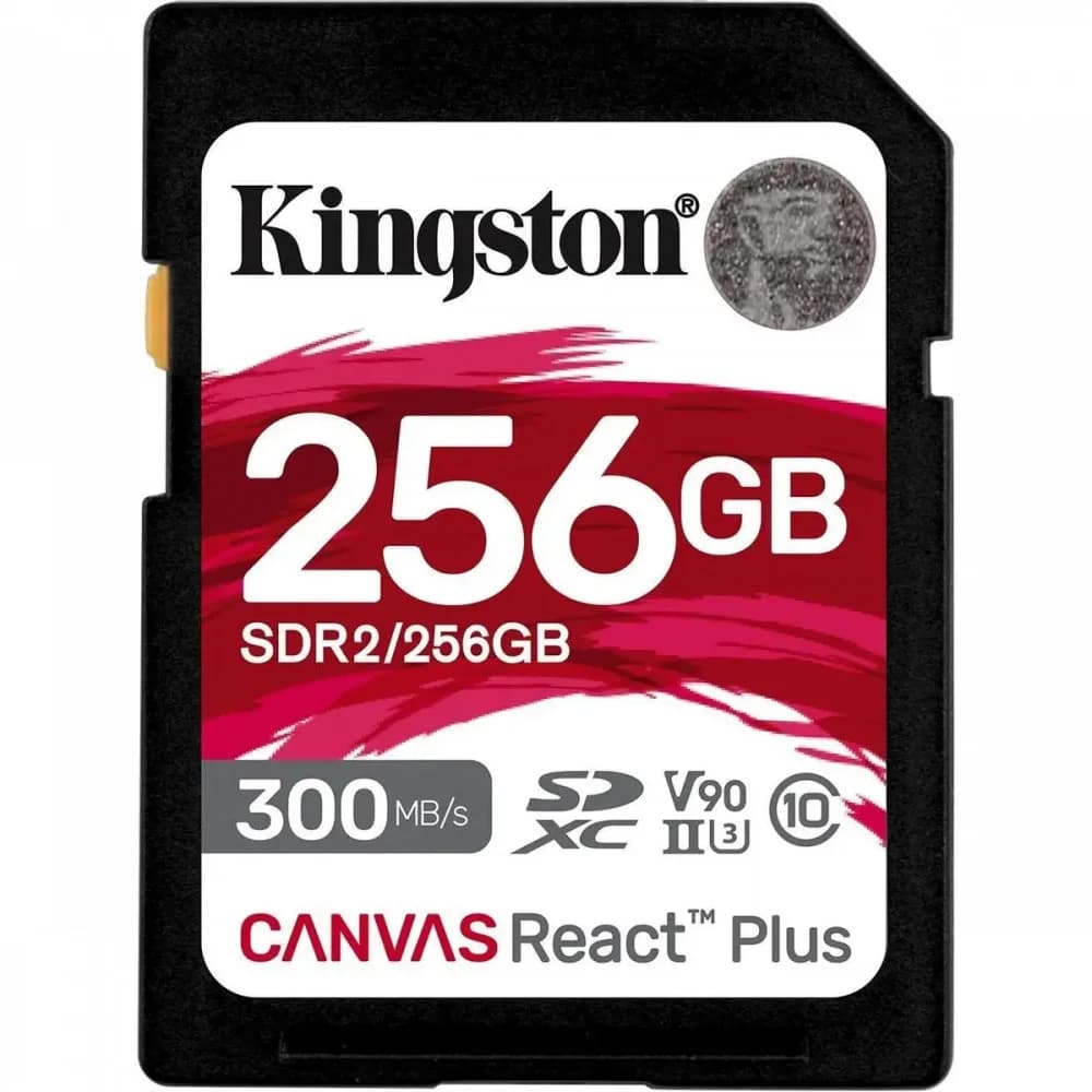 Карта памяти SD, Kingston Canvas React Plus, 256GB, SDR2/256GB, UHS-II, R300/W260