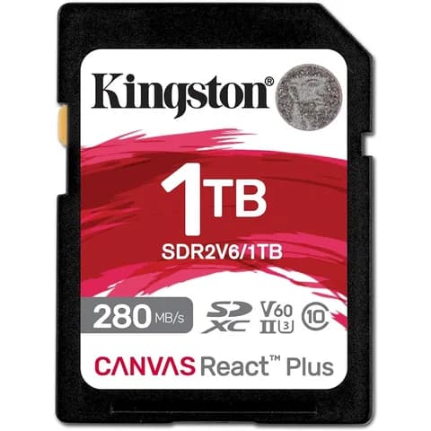 Карта памяти Kingston 1TB SDXC Canvas React Plus UHS-II 280R/100W U3 V60/ Kingston 1TB SDXC Canvas React Plus UHS-II 280R/100W U3 V60