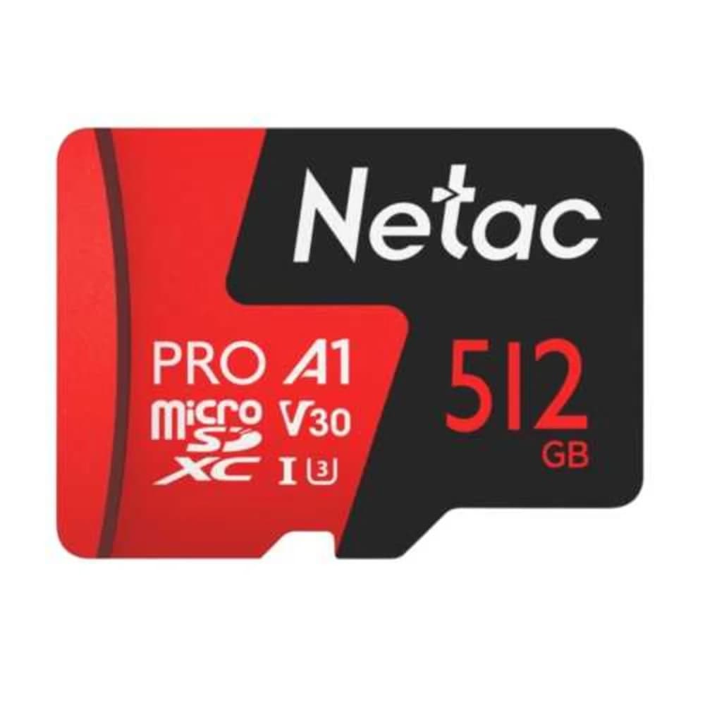 Netac MicroSD card P500 Extreme Pro 512GB, retail version w/SD adapter