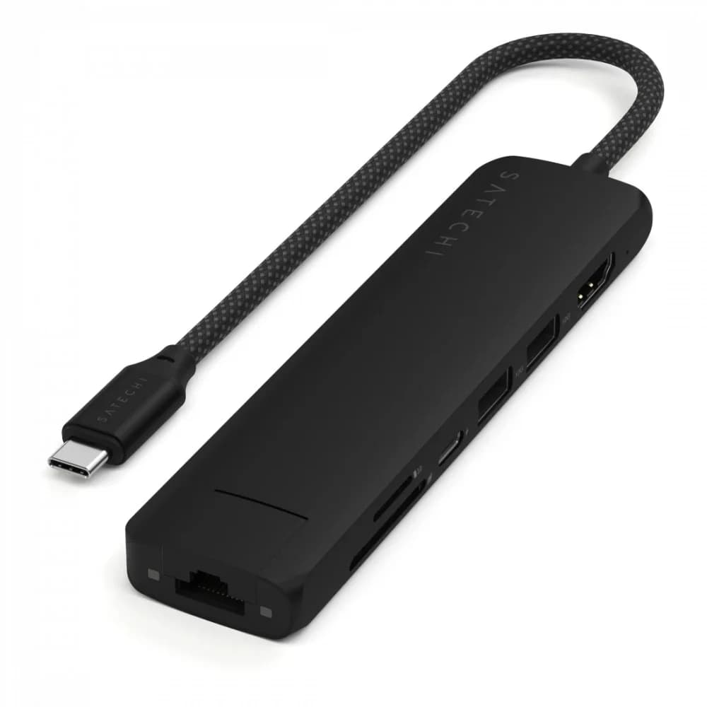 SATECHI 7-in-1 USB-C Slim Multiport Adapter with Ethernet (Black)