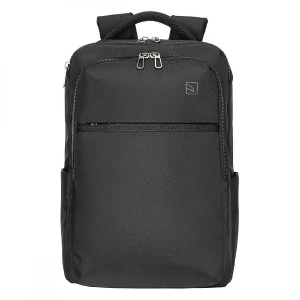 The Laser backpack for 15.6" laptops and 16" MacBooks, made from water-resistant resin-coated fabric obtained from recycled plastic, features a compact design and excellent pocket organization.