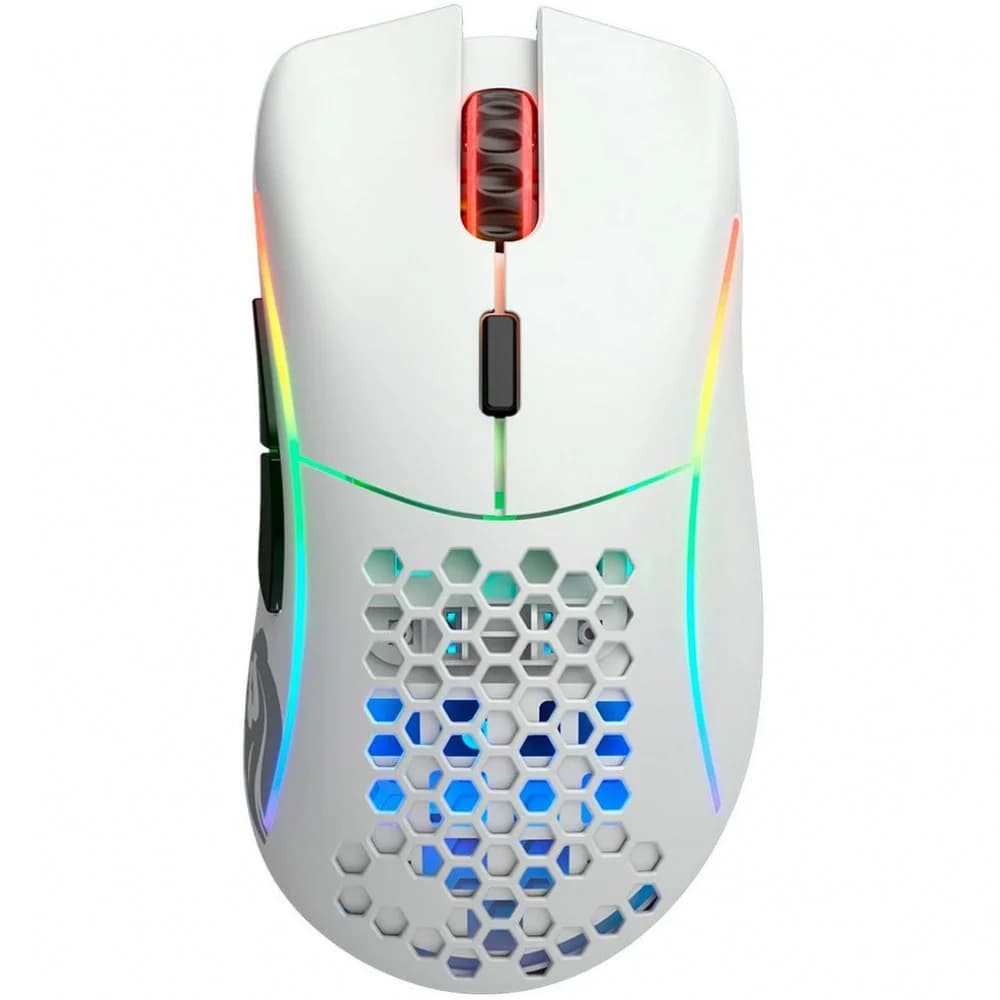 Компьютерная мышь, Glorious, Model D Wireless, GLO-MS-DW-MW, Игровая, Оптическая, Беспроводная, Glorious BAMF Sensor, 19000 DPI, 400 IPS, 50G, 1000 Hz, RGB, 6 кнопок, Длина провода 2м, Матовый белый