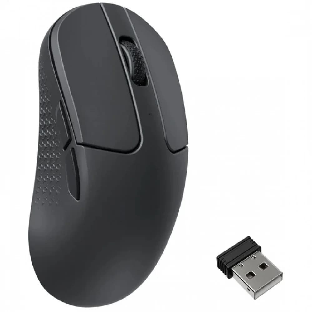Мышь Keychron M3 Mini - 3 типа подключения (Bluetooth радиоканал 2,4 ГГц провод), чёрная, 8000 Гц, датчик PixArt PAW 3950 до 30000 DPI, IPS до 750, переключатель Huano 80M Micro Switch, работает на