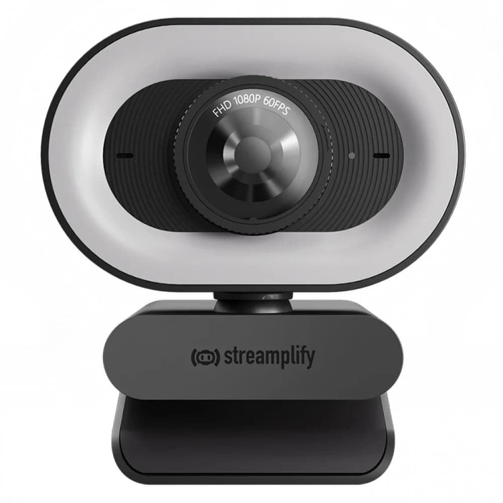Веб-Камера, Streamplify, CAM PLUS-FHD-2M60-LIGHT-BK, 1920x1080, 2.0Mpx, 80 градусов, USB 2.0 Type A, Микрофон, Автофокус, Подсветка, Крепление: зажим, Длина кабеля: 200 см, Черный
