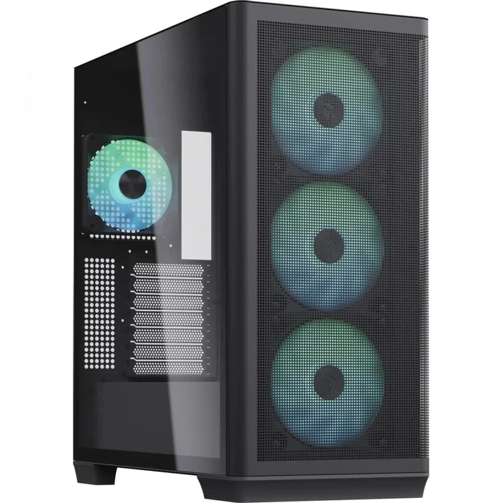 Компьютерный корпус, Aerocool, APNX C1 BK (C1-BK-v1), ATX/Micro ATX, USB 1*Type C/2*3.0 , HD-Audio+Mic, Кулер 3*14см/1*12 см, Высота процессорного кулера до 166 мм, Длина VGA до 395мм, 3*3.5"/3*2.5"