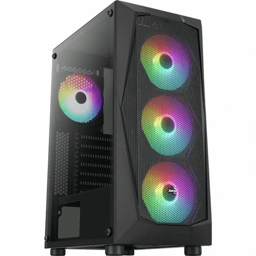 Корпус Aerocool Falcon-G-BK-v1, ATX/Micro ATX/Mini-ITX, USB 2*3.0/1*2.0, HD-Audio+Mic, Кулер 4*12см FRGB, Высота процессорного кулера до 157 мм, Длина VGA до 290мм (без переднего радиатора), 2*3.5"/
