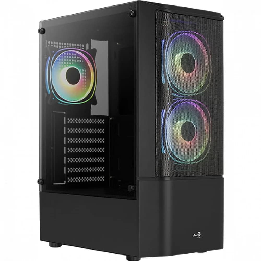 Компьютерный корпус, Aerocool, Quantum Mesh-G-BK-v3, ATX/Micro ATX, USB 1*3.0/2*2.0, HD-Audio+Mic, Кулер 3*12см RGB, Высота процессорного кулера до 158 мм, Длина VGA до 297мм, 2*3.5"/2(4 Mini-ITX)*2