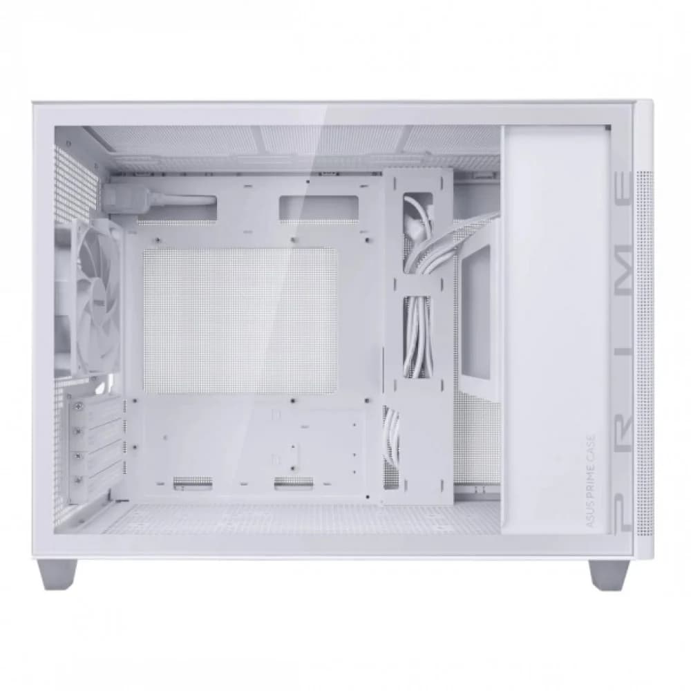 ASUS Prime AP201 Tempered Glass MicroATX Case White - stylish 33-liter MicroATX case with tool-free side panels, with support for 360 mm coolers, graphics cards up to 338 mm long, and standard ATX P