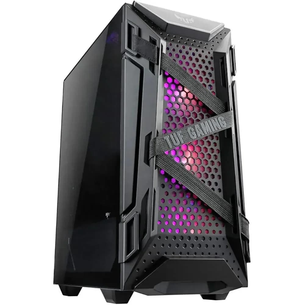 ASUS TUF Gaming GT301 ATX mid-tower compact case with tempered glass side panel, honeycomb front panel, 120mm AURA Addressable RGB fan, headphone hanger and 360mm radiator support