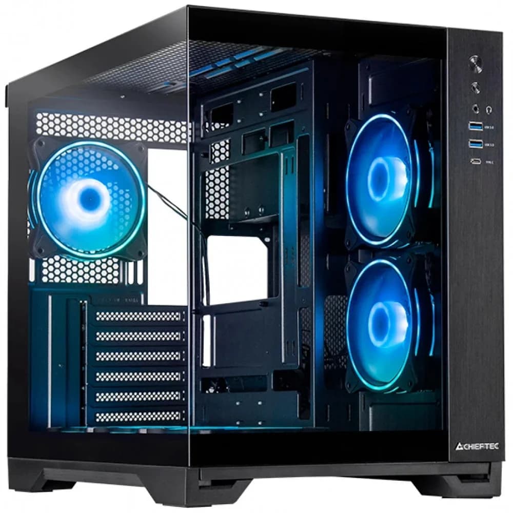 Корпус Chieftec Visio черный без БП ATX 2x80mm 4x120mm 2x140mm 1xUSB2.0 2xUSB3.0 audio bott PSU