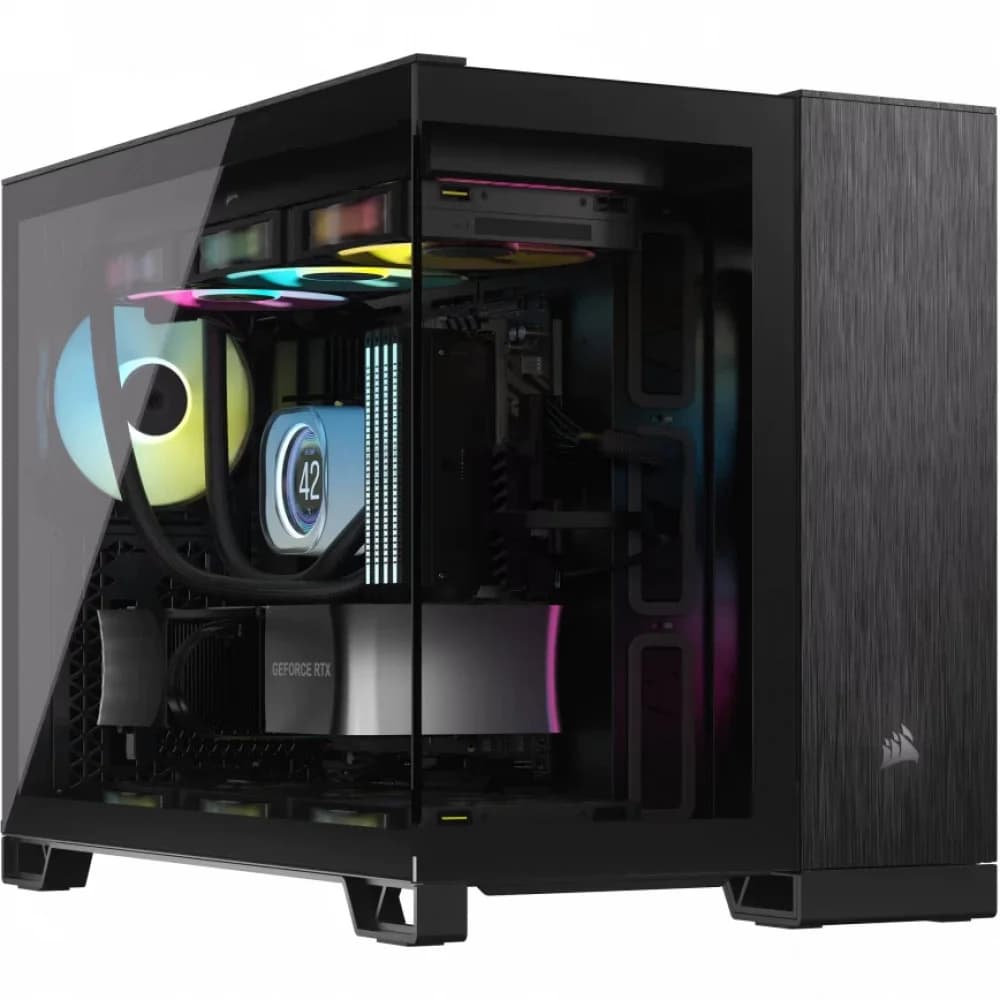 CORSAIR 2500X Micro ATX Dual Chamber PC Case - Black/Obsidian Aluminum