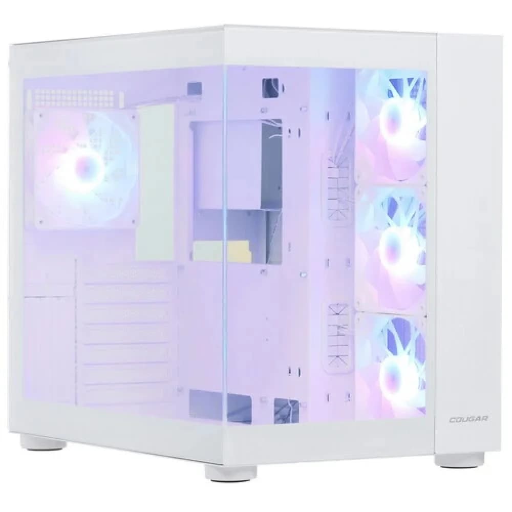 Компьютерный корпус, Cougar, FV150 RGB White, ATX/Micro ATX/Mini ITX, USB 1*Type C/2*3.0, 4 Pole Headset Audio, Кулер 4*12см ARGB, Высота процессорного кулера до 180 мм, Длина VGA до 400мм, 2*3.5"/1