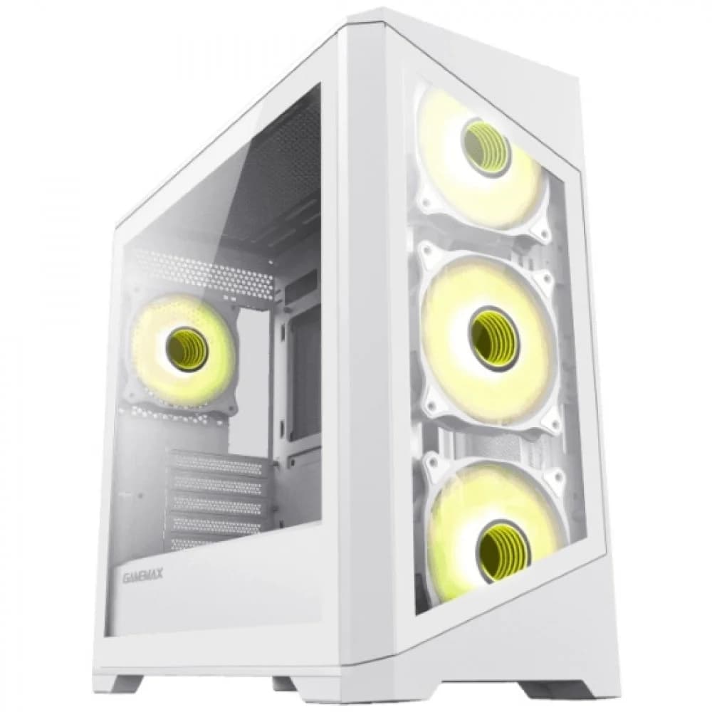 Компьютерный корпус mATX, без блока питания/ Gamemax Destroyer TGW mATX case, white, w/o psu, w/1xUSB3.0+2xUSB2.0, Combo Audio, w/3x12cm ARGB front fan (1xFN-12A-M6I-W, 2xFN-12A-S6I-W), w/1x12cm ARG