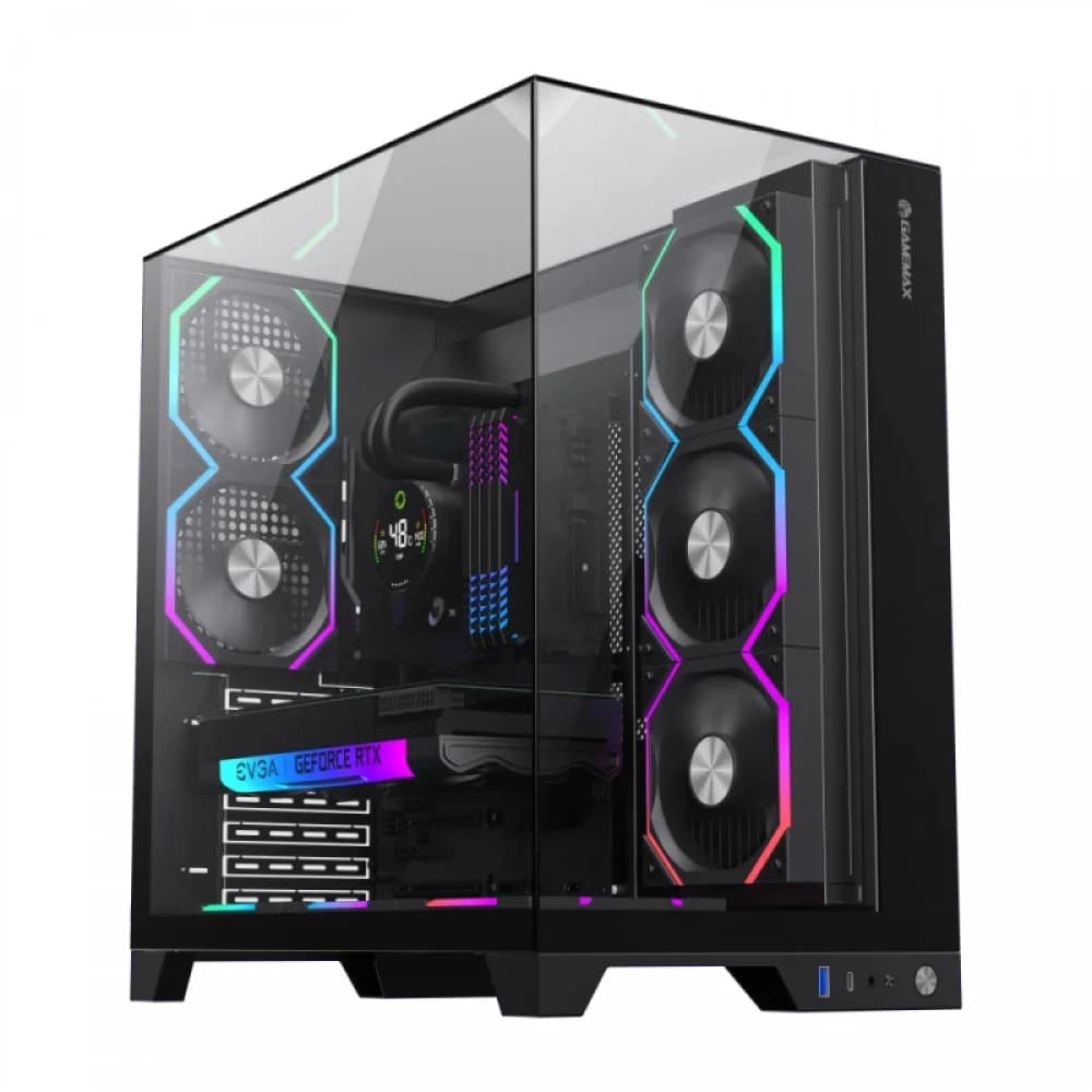 Компьютерный корпус, Gamemax, Infinity Pro BK, 14100903090, Mid Tower, ATX/m-ATX/ITX, USB 3.0*1/ Type-C*1/ HD Audio, 5*120мм ARGB вентиляторы, Высота процессорного кулера 160мм, Длина VGA 400мм, Кол