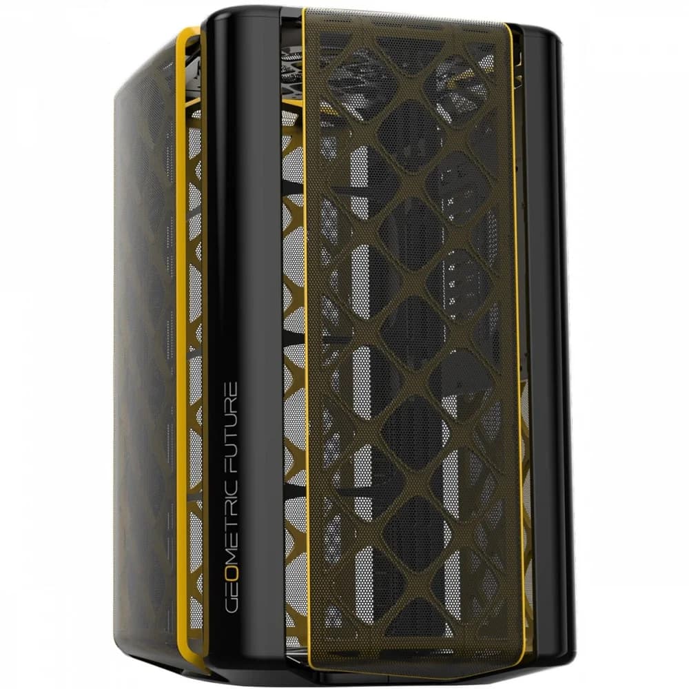 Корпус ПК без блока питания/ Case Geometric Future Model 2 The Ark, Mini-Tower, no fans, 3xUSB-A 3.0, 1xUSB 3.2 Type-C, mATX, mITX Black/Gold