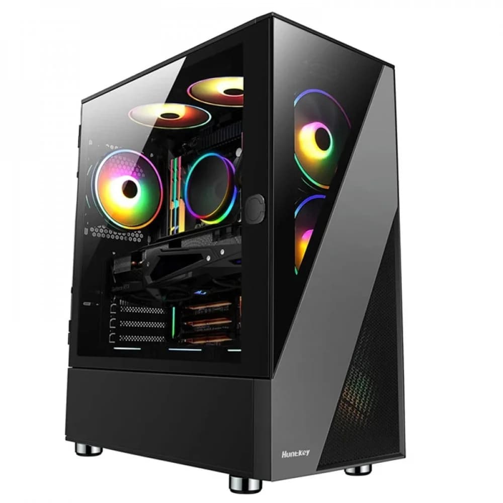 Компьютерный корпус, Huntkey, GX660T, ATX/Micro ATX, USB 2*3.0/2*2.0, HD-Audio+Mic, Кулер 3*12см ARGB, Высота процессорного кулера до 160 мм, Длина VGA до 330мм, 2*3.5"/3*2.5", Слот 7, Толщина 0,5мм