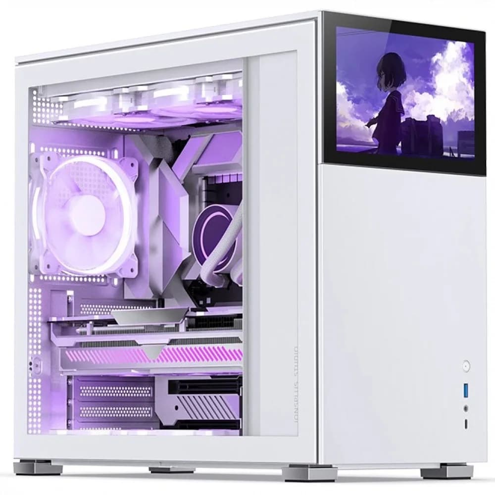 Корпус без блока питания/ Корпус JONSBO D41 STD SC White ATX без БП, боковая панель из закаленного стекла, 8" Color TFT-LCD screen, mini-ITX, micro-ATX, ATX, белый