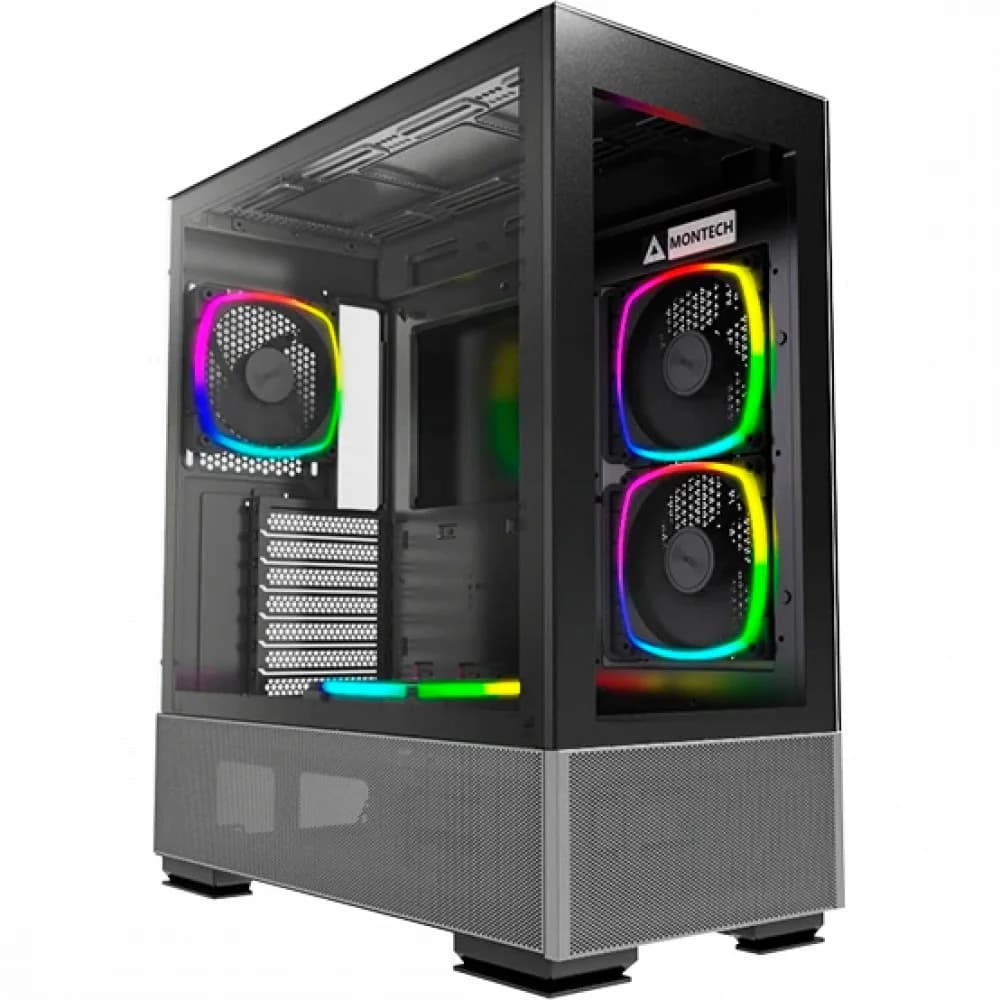 Корпус Montech Sky Two черный без БП ATX 3x140mm 2xUSB3.0 audio bott PSU