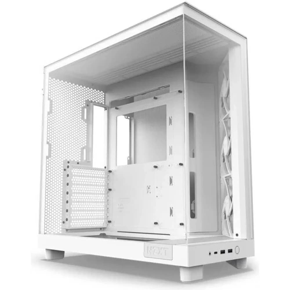 Компьютерный корпус, NZXT, H6 Flow, CC-H61FW-01, Mid-Tower, ATX/M-ATX/M-ITX, USB 3.2 Type-A *1, USB 3.2 Type-C *1, Audio+Mic *1, 3*120мм F120Q fan (Передняя-правая), Высота процессорного кулера 163м