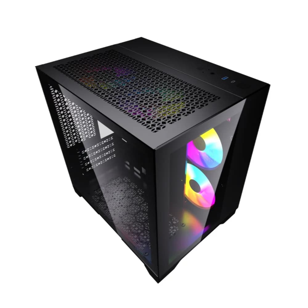 Корпус Powercase Vision Micro, Black, Tempered Glass, 4х 120mm 5-color fan, чёрный, mATX (CVBM-L4) (CVBM-L4) (202896)