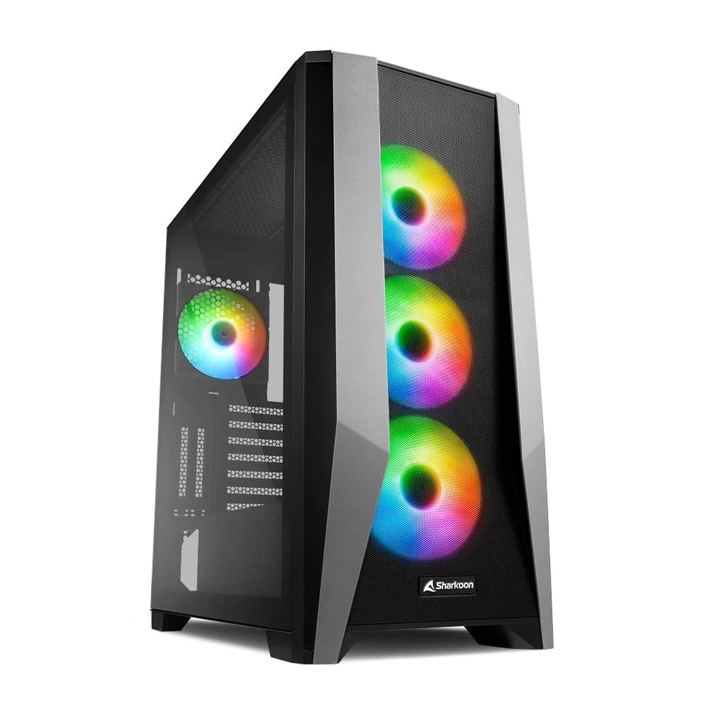 Корпус ПК без БП Sharkoon TG7M RGB <EATX, 2x3.5, 4x2.5, 2xUSB 3.0, 1x TypeC, Audio,, 3x120mm ARGB F/P, 1x120mm ARGB R/P, 485*220*488mm>