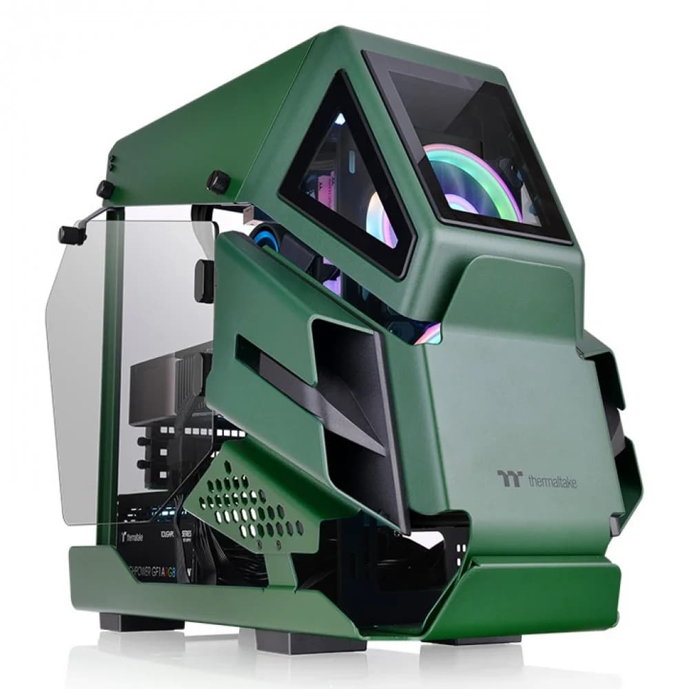Компьютерный корпус, Thermaltake, AH T200 Racing Green, CA-1R4-00SCWN-00, Micro ATX/ Mini-ITX, USB 3.1 Type C/ 2*3.0/ 1*2.0, HD-Audio, Высота процессорного куллера до 150 мм, Длина VGA до 320 мм, 2*