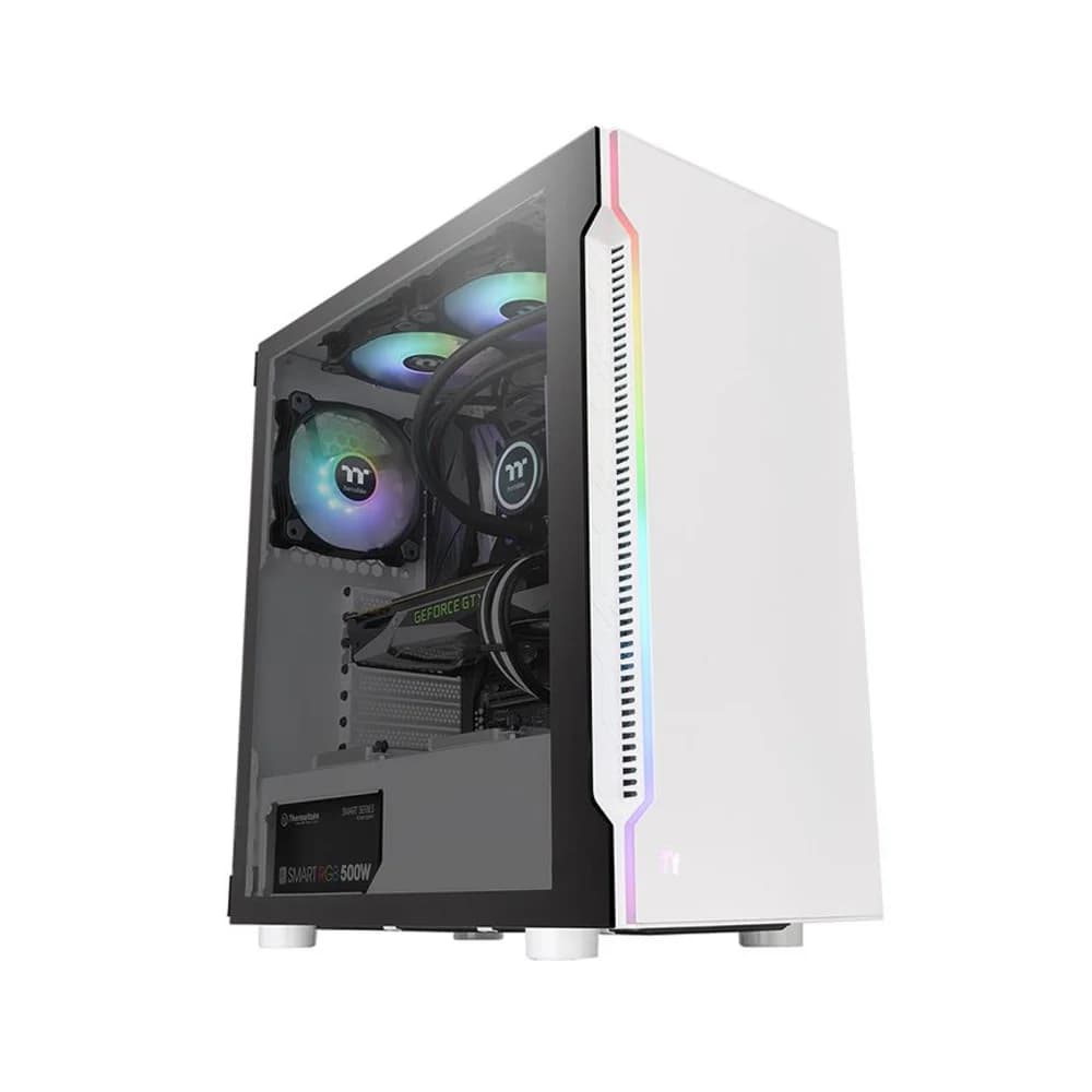 Компьютерный корпус, Thermaltake, H200 TG White RGB, CA-1M3-00M6WN-00, ATX/Mini-ITX/Micro ATX, USB 3.0x2, HD Audiox1, RGB Buttonx1, Высота процессорного кулера до 180мм, Длина VGA до 320мм, 2*3.5"/3