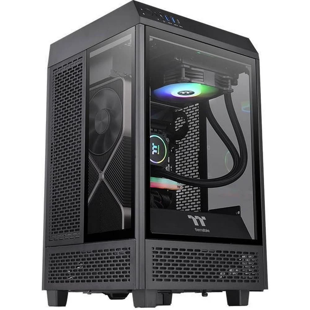 Компьютерный корпус, Thermaltake, The Tower 100, CA-1R3-00S1WN-00, SPCC, Tempered Glass*3, Mini-ITX, USB 3.2 (Gen 2) Type-C x 1, USB 3.0 x 2, 1 х 120 мм (верхн.панель), 1 х 120 мм (задн.панель), Чёр