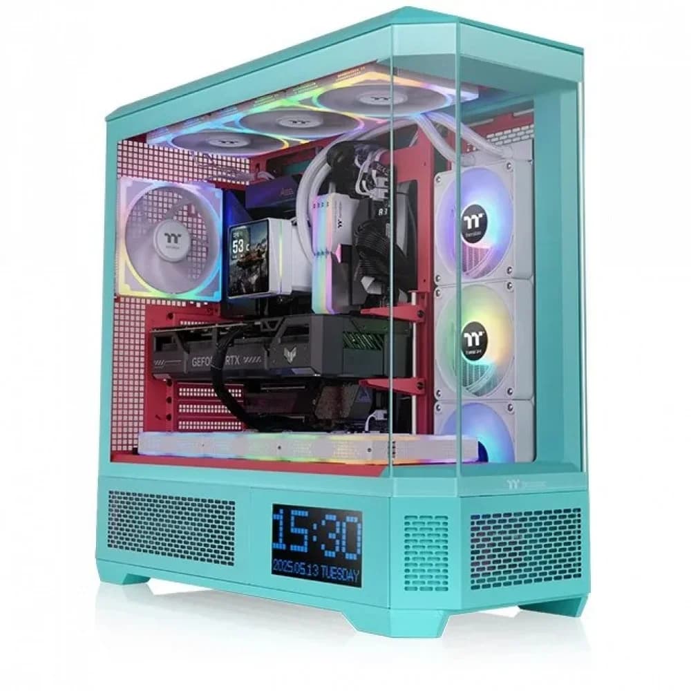 Компьютерный корпус, Thermaltake, View 600 TG Mint Strawberry, CA-11H-00FLWN-00, E-ATX / ATX, 3*3.5"/3*2.5", Высота кулера до 175 мм, Длина VGA до 480 мм, 560 249 584 мм, Без Б/П, Голубой