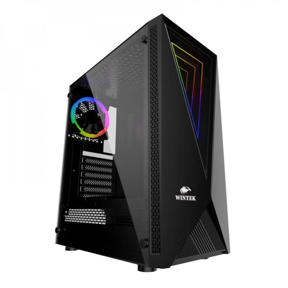 Корпус Wintek Space JX188-5 TG, Mid Tower, ATX, Black, 2x3.5"/2x2.5" HDD, 2xUSB, 2xUSB3.0, Mic+Audio