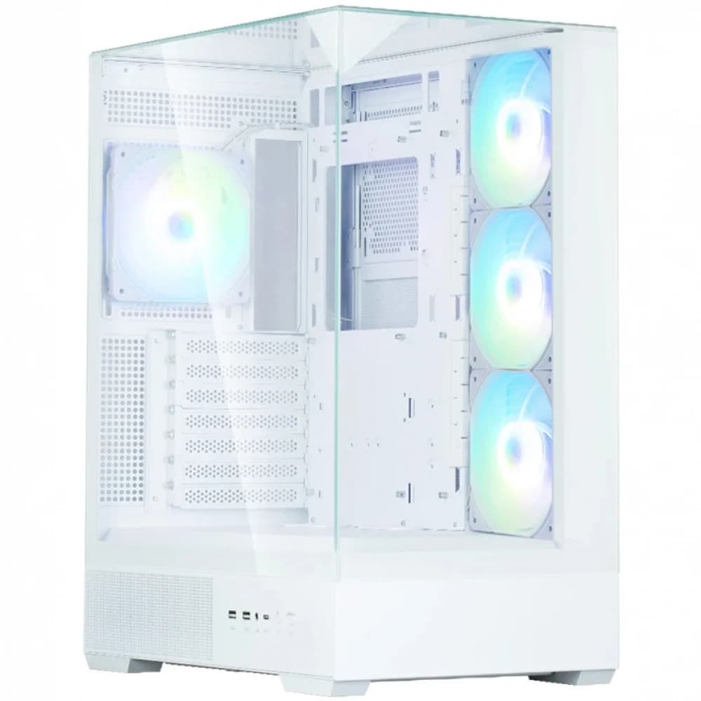 корпус ZALMAN P40 Prism Plus, ATX, WHITE, WINDOW, 3xCombo (3.5'' or 2.5"), 1xUSB TYPE-C, 2xUSB3.0, SIDE 3x120mm ARGB, REAR 1x120mm ARGB