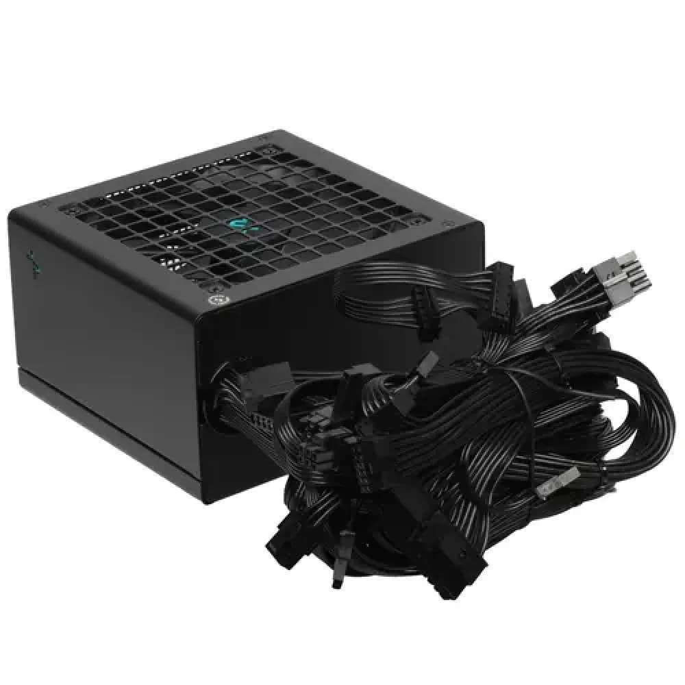 Блок питания, Deepcool, PN850D R-PN750D-FC0B-EU, 850W, ATX 3.0, Gold, APFC, 20+4 pin, 2*4+4pin, 8*Sata, 2*Molex, 3*PCI-E 6+2 pin, 1*(16Pin)12VHPWR, Вентилятор 12см, Кабель питания, Чёрный