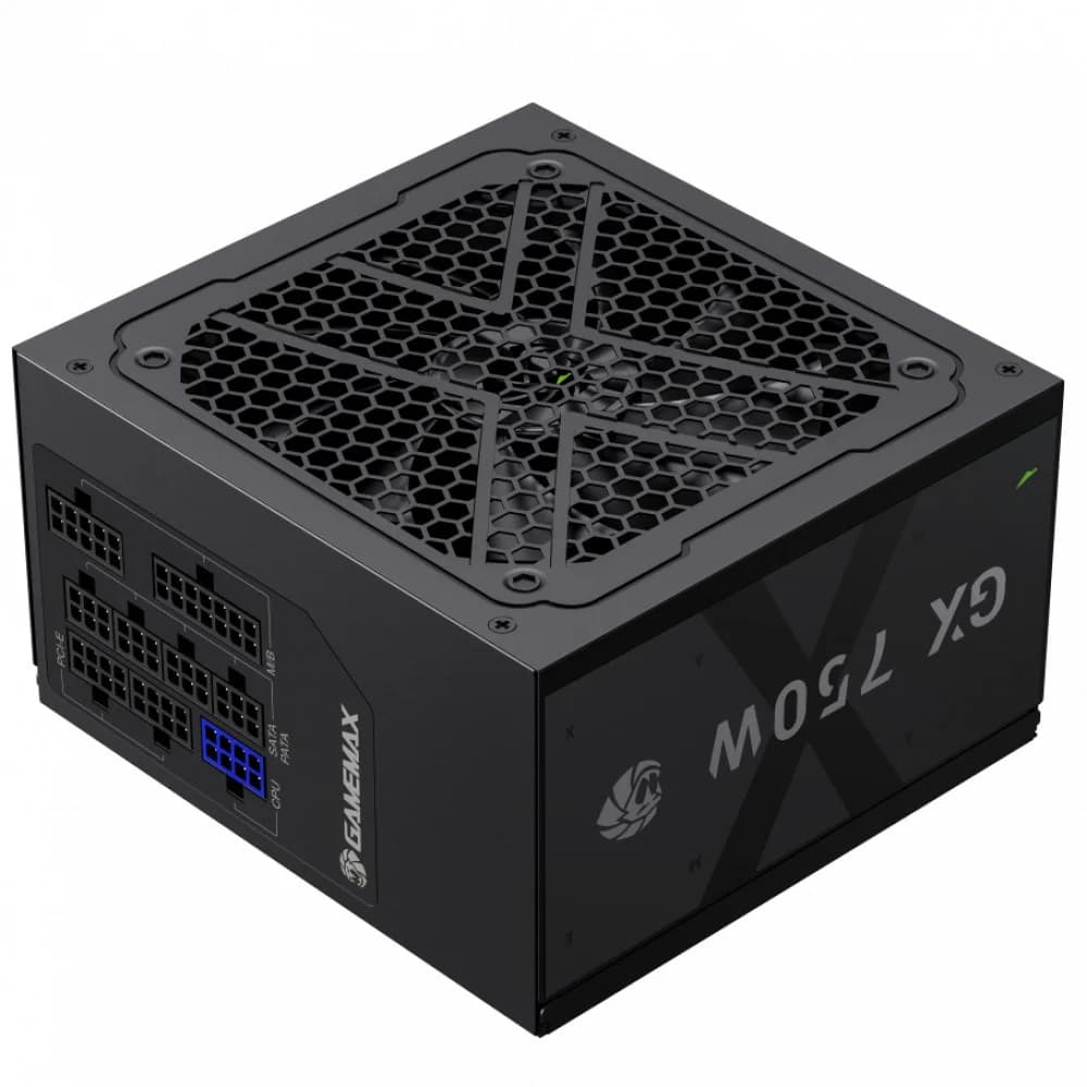 Блок питания, Gamemax, GX 750GF, 2132-0750B0022, 750W, ATX, ATX, Вентилятор 14см, 20+4 pin, 4*PCI-E 6+2 pin, 6*SATA, 3*Molex, 16*4+4 pin, 140*150*86mm мм, Черный