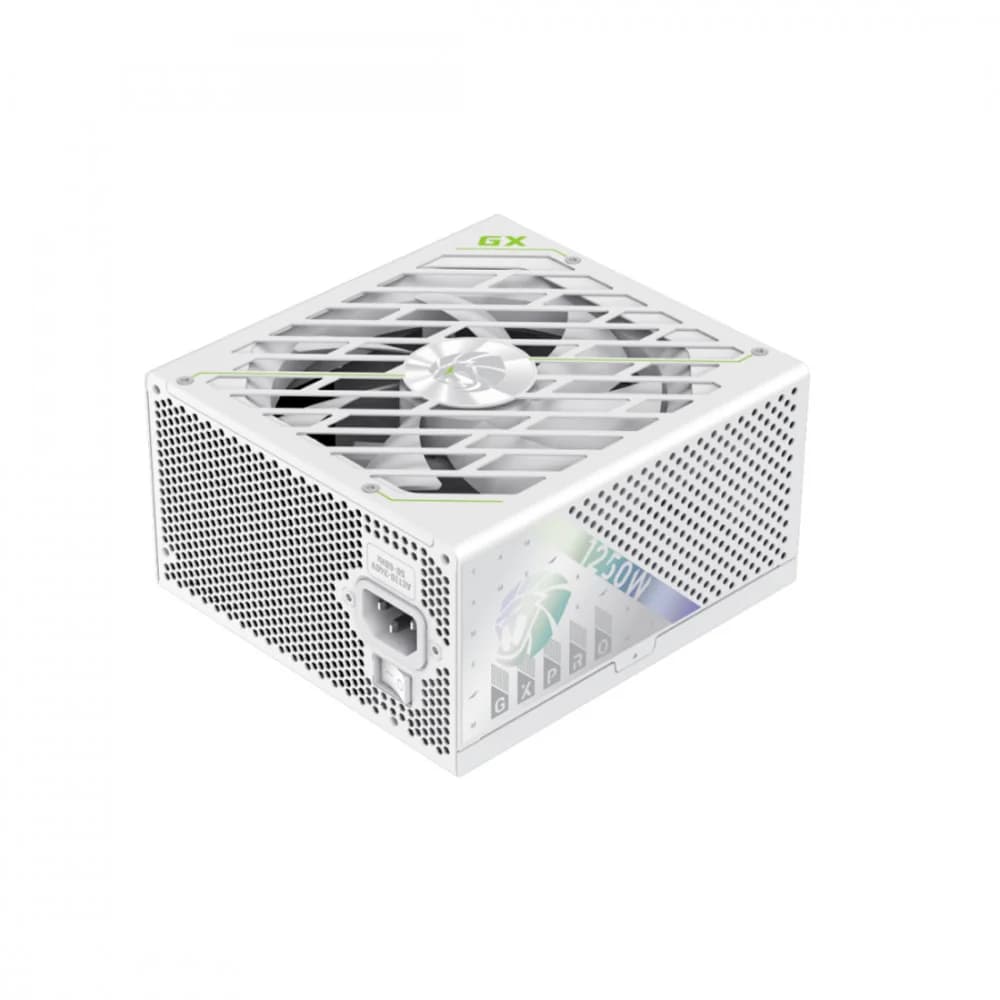 Блок питания, Gamemax, GX PRO 1250G WH, 2121-1250B0026, 1250W, Gold, ATX3.1, APFC, 20+4 pin, 1*4+4pin, 5*Sata, 3*Molex, 2*PCI-E 6+2 pin, 1*PCI-E 12+4pin, Modular, Вентилятор 13,5см, 160*150*85 см, Б