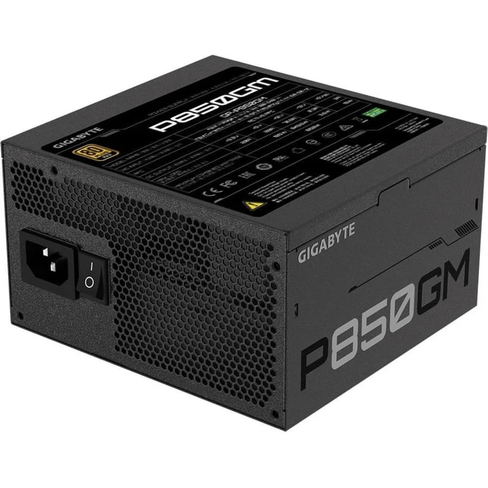 Блок питания Gigabyte ATX 850W GP-P850GM 80+ gold (24+4+4pin) APFC 120mm fan 8xSATA Cab Manag RTL