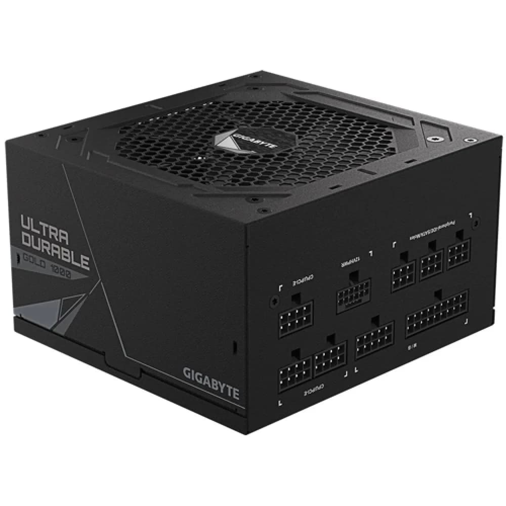 Блок питания, Gigabyte, GP-UD1000GM PG5, 1000W, ATX, 80 PLUS Gold, 20+4 pin, 2*4+4pin, 8*Sata, 3*Molex, FDD, 4*PCI-E 6+2 pin, 1*PCI-E 12+4 pin, Вентилятор 12 см, Чёрный