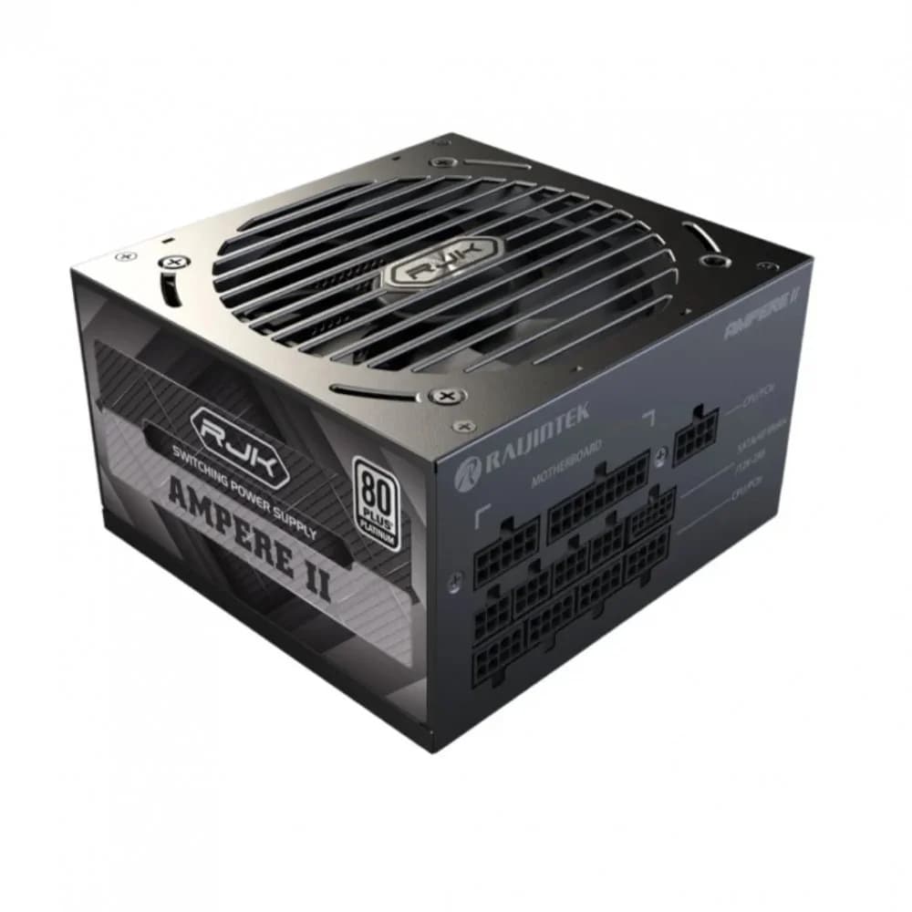 Блоки питания/ Power Supply Raijintek AMPERE II 1000, 1000W 80+ Platinum (ATX, 3.1, PCIe 5.1, Full-modular, 1x24(20+4)pin, 2x4+4-pin CPU, 3x6+2-pin PCIe, 1x12V(2x6), 10xSATA3, 5xMolex, Active, 120x1