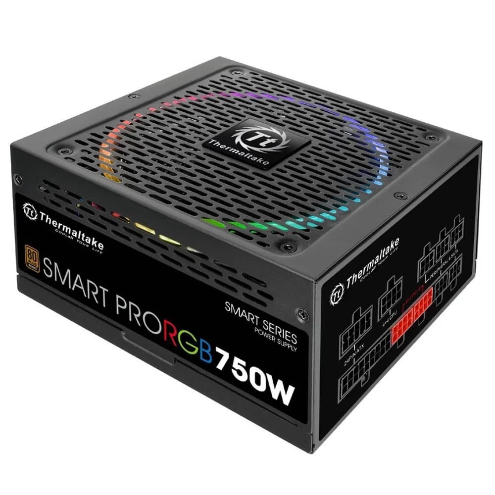 Блок питания Thermaltake PS-SPR-0750FPCBEU-R, SMART PRO/Fully Modular/750W/ATX 2.3 & EPS 2.92/A-PFC/14cm RGB Fan/EU/80Plus Bronze RTL