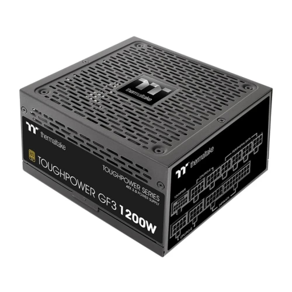 Блок питания, Thermaltake, Toughpower GF3 1200W, PS-TPD-1200FNFAGE-4, 1200W, ATX 3.0, Gold, APFC, 24pin, 8pin/4+4pin, 12*Sata, 4*Molex, 1*FDD, 9*PCI-E 6+2pin, 1*(16Pin)12VHPWR, Вентилятор 13,5см, Мо