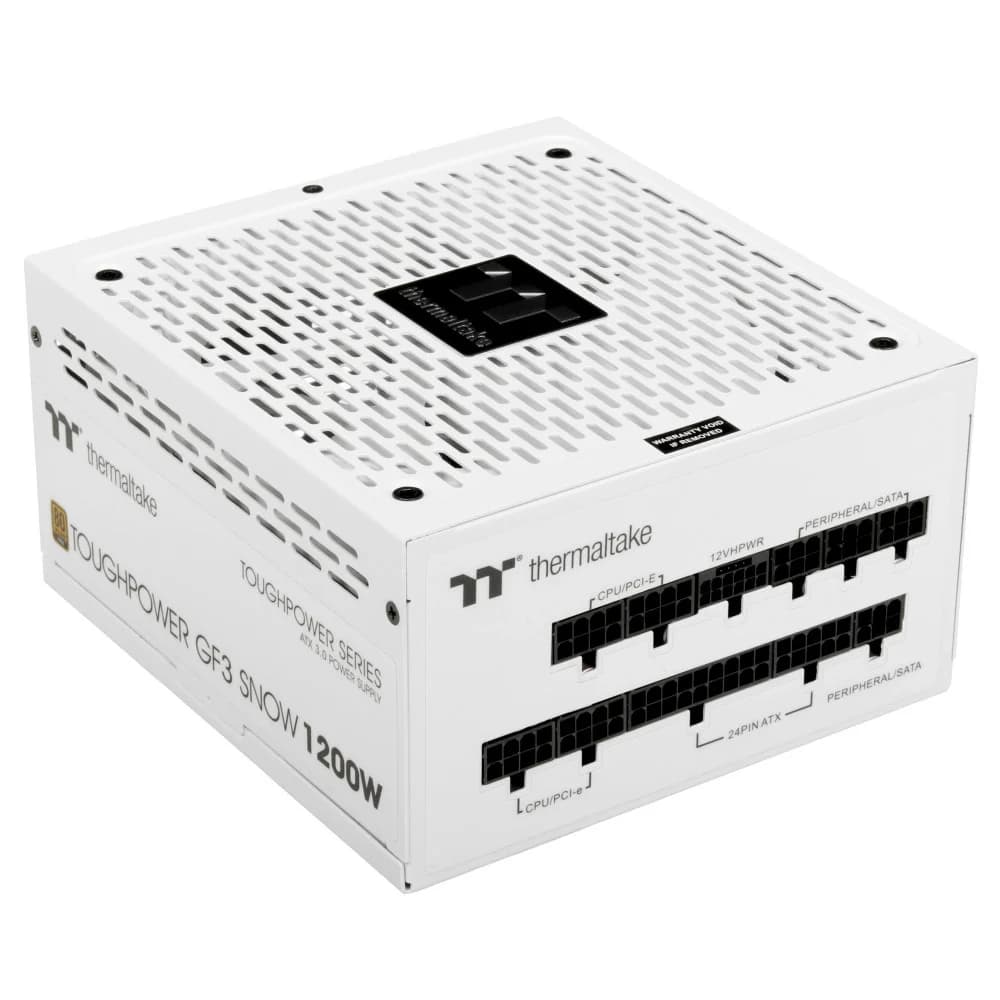 Блок питания, Thermaltake, Toughpower GF3 1200W White, PS-TPD-1200FNFAGE-N, 1200W, ATX 3.0, Gold, APFC, 20+4pin, 4+4pin, 8pin, 12*Sata, 4*Molex, 4*PCI-E 6+2pin, PCI-E 12+4pin, FDD, Modular, Вентилят