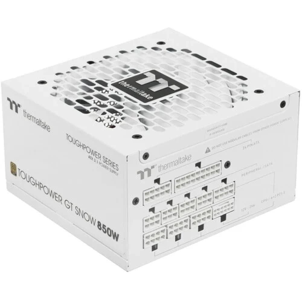 Блок питания, Thermaltake, Toughpower GT 850W Snow Gold, PS-TPT-0850FNFAGE-W, 850W, ATX 3.1, Gold, APFC, 20+4pin, 2*4+4pin, 6*Sata, 4*Molex, 4*PCI-E 6+2pin, 1*12VHPWR, Modular, Вентилятор 12см, 150х