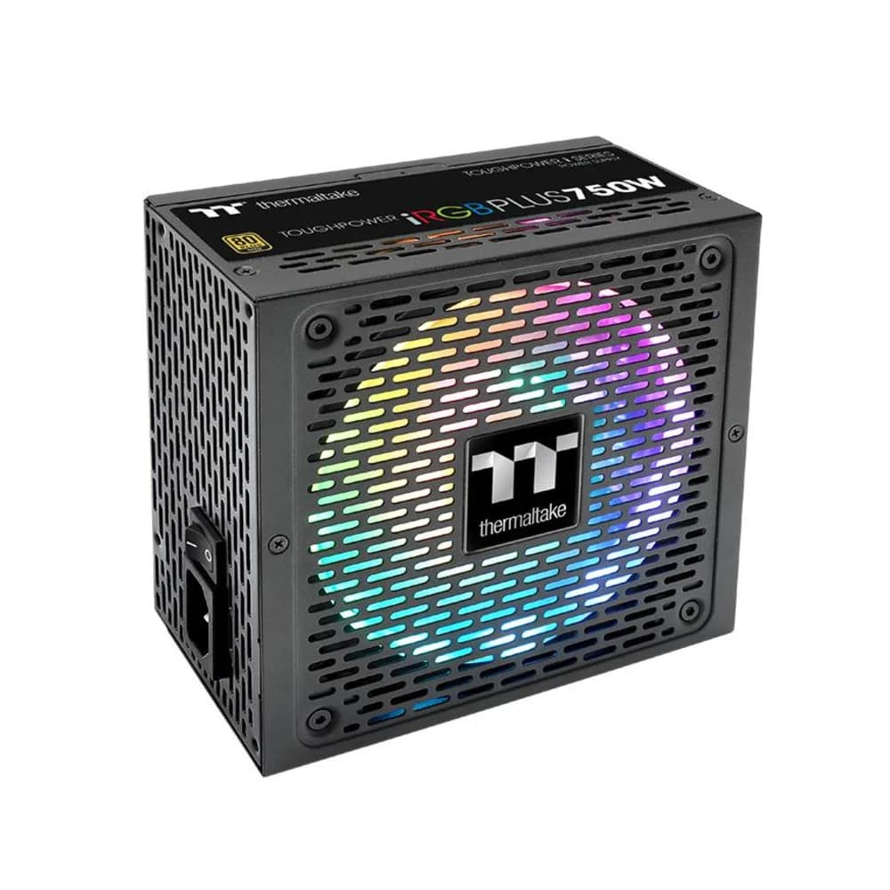 Блок питания, Thermaltake, Toughpower iRGB 750W, PS-TPI-0750F3FDGE-1, 750W, ATX, 80 Plus Gold, APFC, 20+4 pin, 4+4pin CPU, 9*Sata, 4*PCI-E 6+2 pin, Вентилятор 14 см, Кабель питания, Чёрный