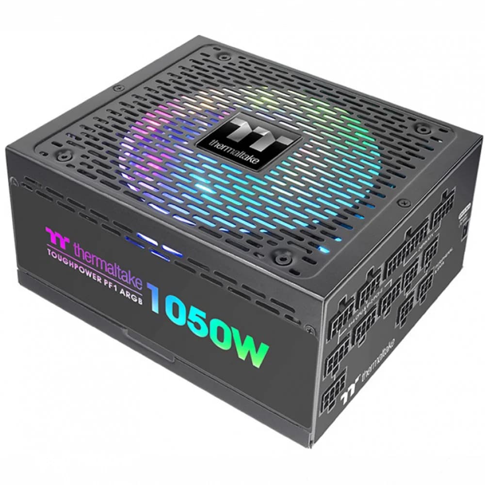 Блок питания, Thermaltake, Toughpower PF1 ARGB 1050W, PS-TPD-1050F3FAPE-1, 1050W, ATX, 80 Plus Platinum, APFC, 20+4 pin, 4+4pin, 12*Sata 5pin, 8*PCI-E 6+2 pin, Вентилятор 14 см, Кабель питания, Чёрн