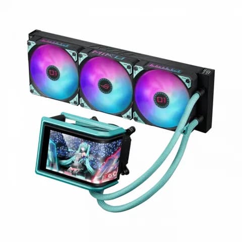 СЖО ASUS ROG RYUO IV 360 ARGB MIKU, movable curved 6.67-inch AMOLED display, 3xARGB FAN, AM5, 1700, 1851, Black, Retail