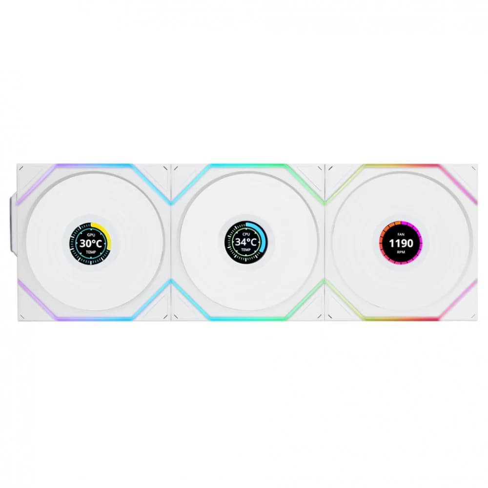 Вентилятор для корпуса Lian Li UNI FAN TL120 LCD Reverse Blade Wireless 3x120mm G99.12RTLLCD1W3W.00