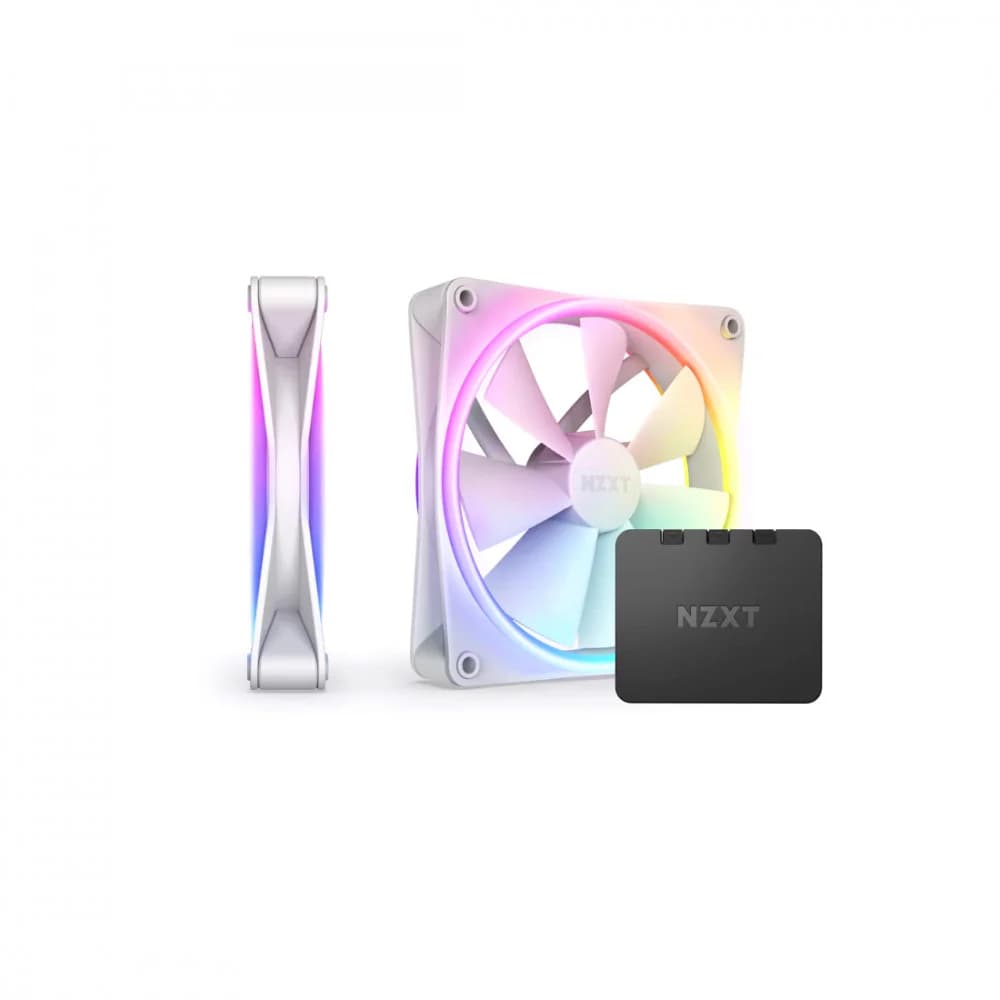 F140RGB Duo - 140mm Dual-sided RGB Fan - Twin Pack (White) w/RGB Controller