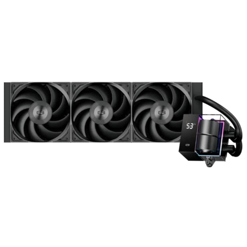 Водяное охлаждение с дисплеем для CPU Водяное охлаждение для CPU PCCooler DS360 ARGB Display BK 115X/1200/1700/1851/AM4/AM5 Черный