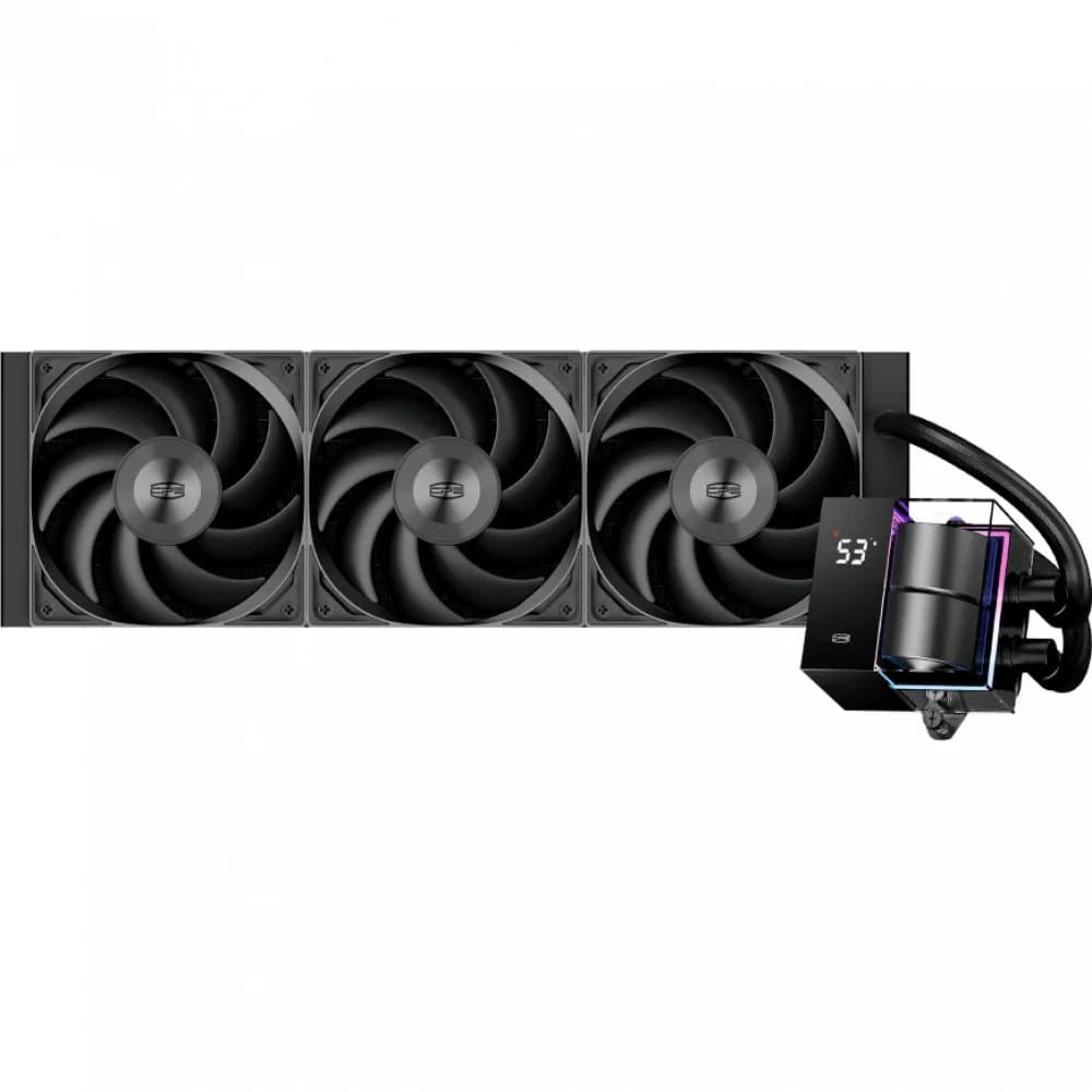 Система водяного охлаждения PcCooler DS360 BK Soc-AM5/AM4/1200/1700/1851 черный 4-pin Al LCD 300W Ret (DS360-BKNWXX-GL)