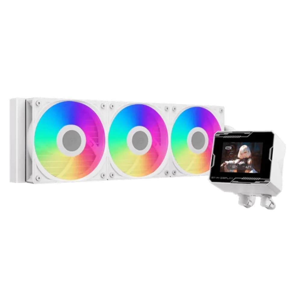 Водяное охлаждение для CPU PCCooler GT360M ARGB Display WH 115X/1200/1700/1851/AM4/AM5 Белый