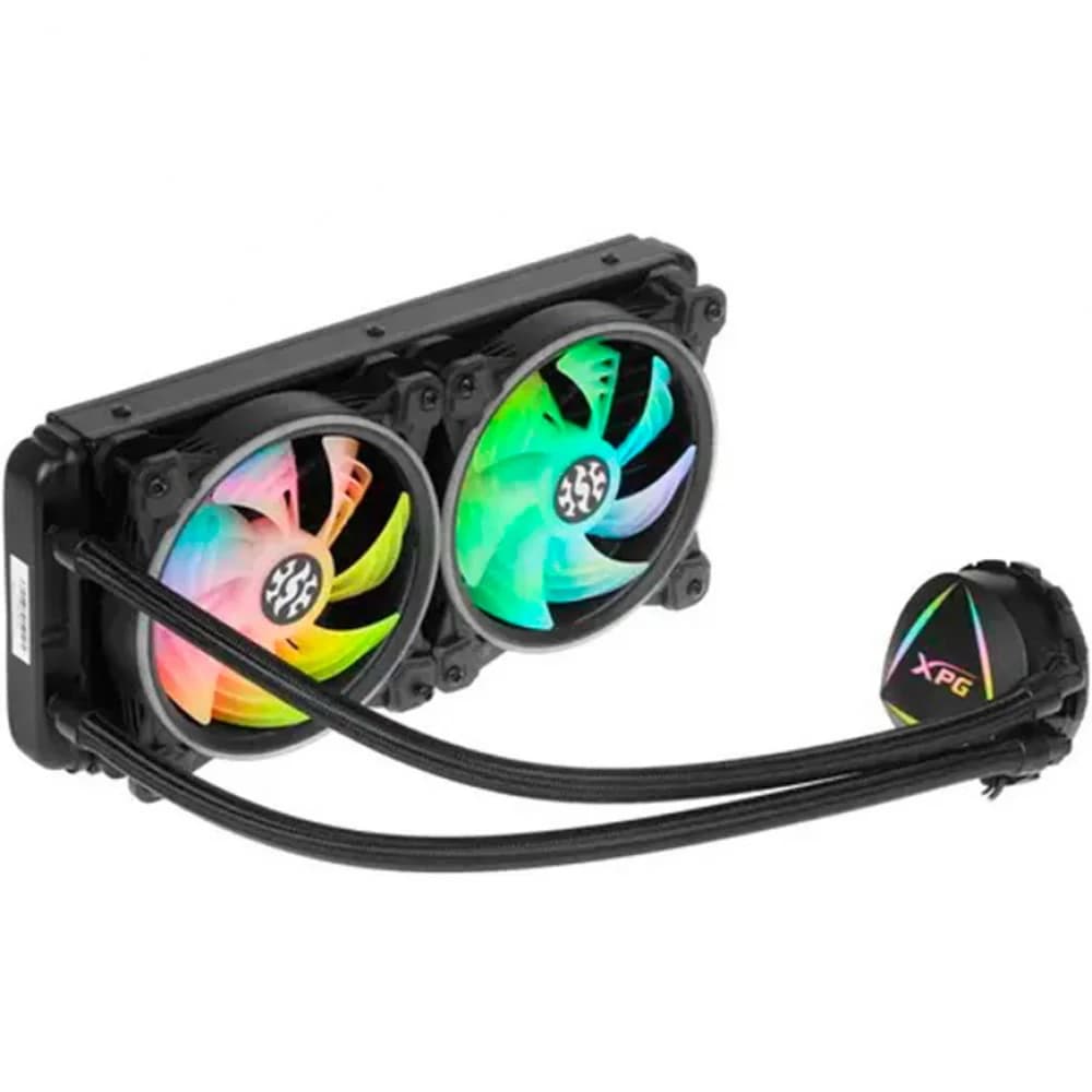 Кулер с водяным охлаждением, XPG, Levante 240, LEVANTEX240-BKCWW, INTEL LGA 115x/1200/1366/1700*/2011/2066 и AMD AM4, 2*120 ARGB, 600-2000 RPM ± 10%, 61.5 CFM, 34.0 dB (A), Чёрный